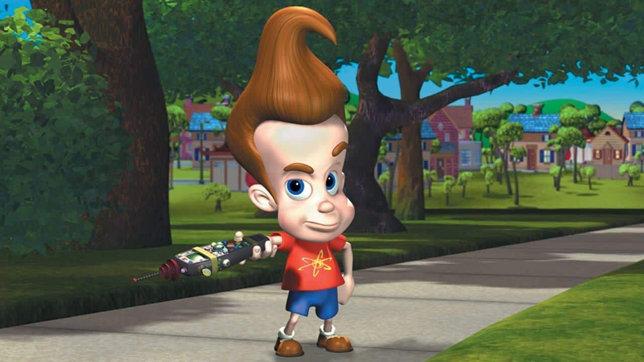 Jimmy Neutron pointing to his large head