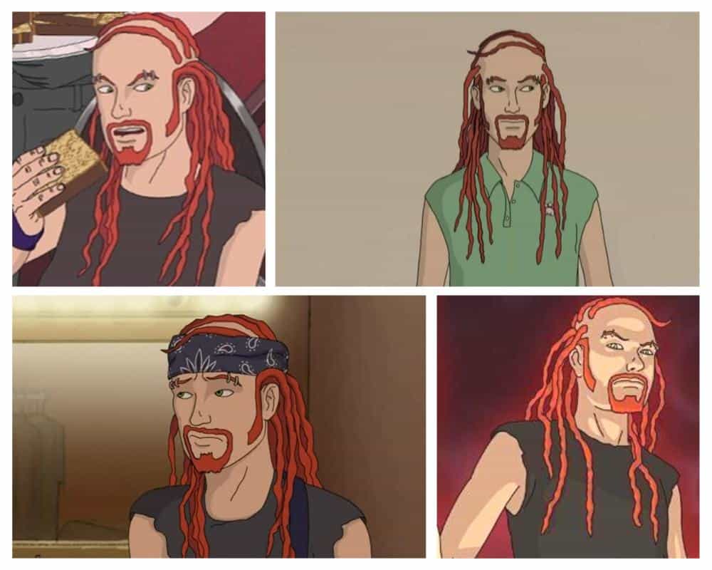 Exploding Dreadlocks Characters Iconic Cartoon Characters with Dreadlocks