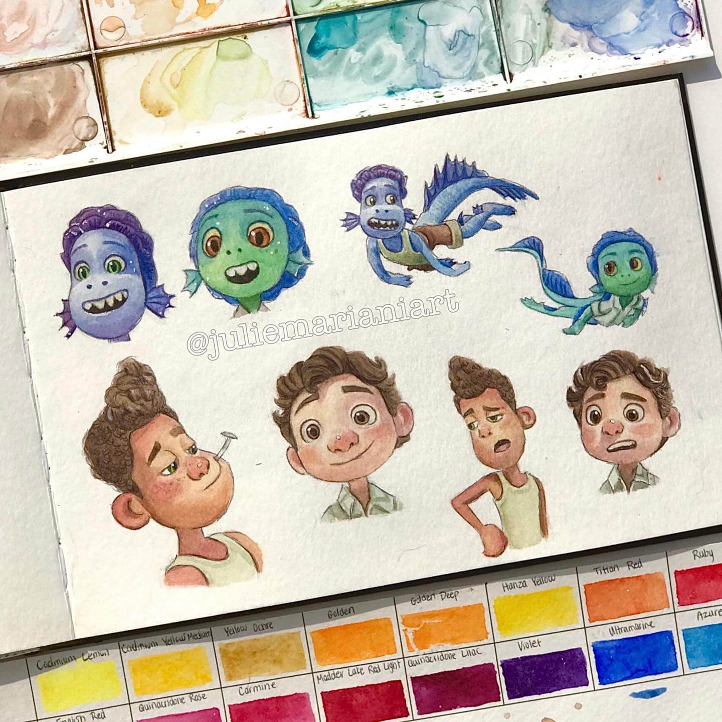 A Charming Pixar's Luca-Inspired Painting