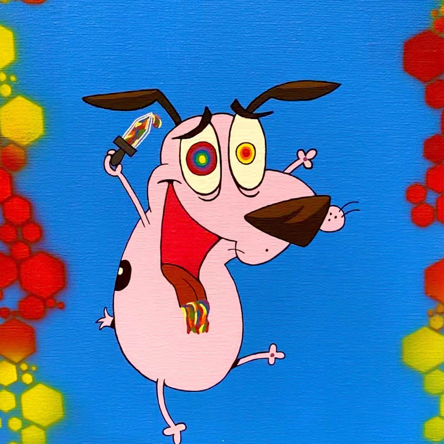 Canvas Painting Inspired by Courage the Cowardly Dog