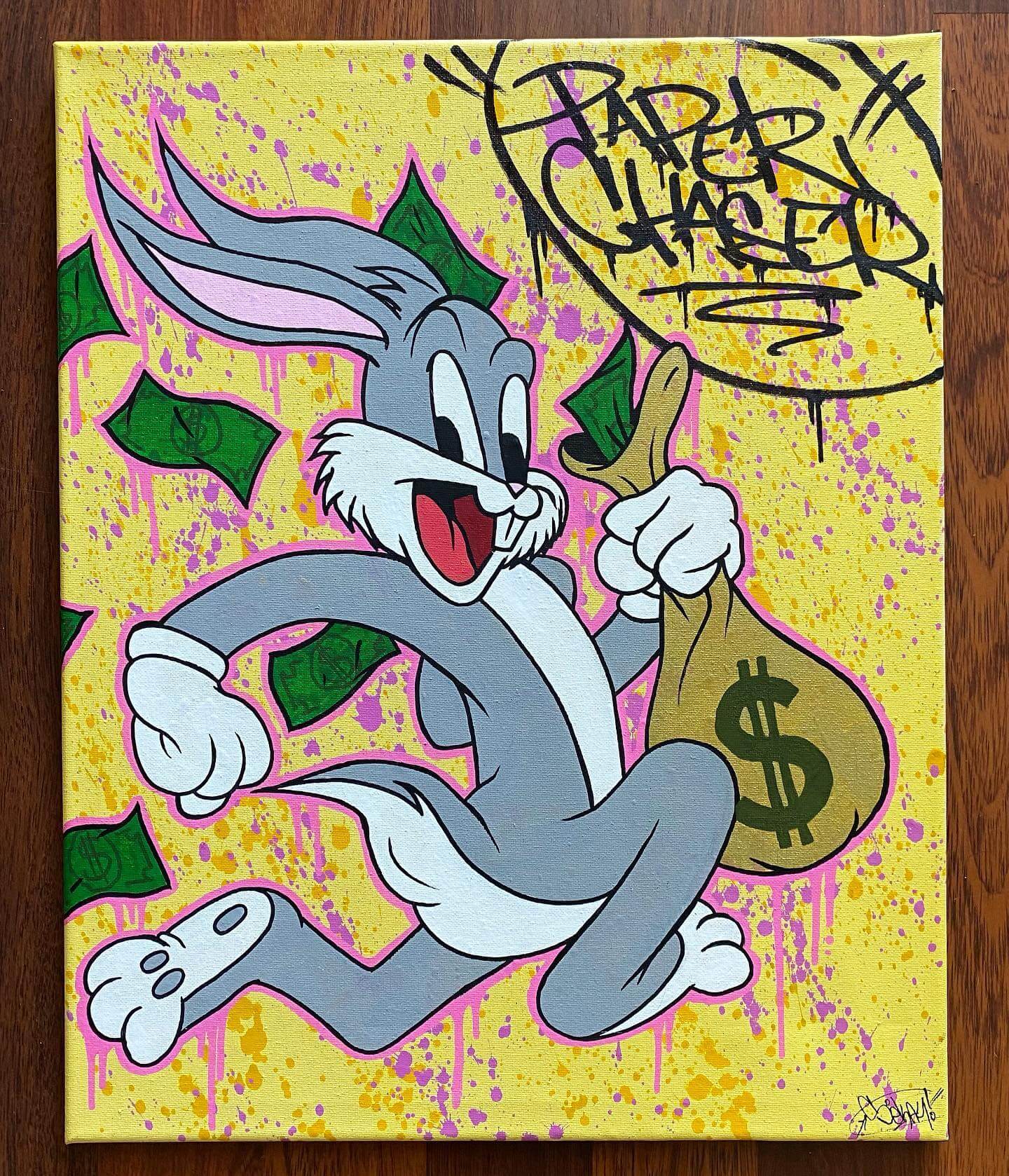 Bugs Bunny painting - Paper Chaser, Spray&Acrylic on canvas