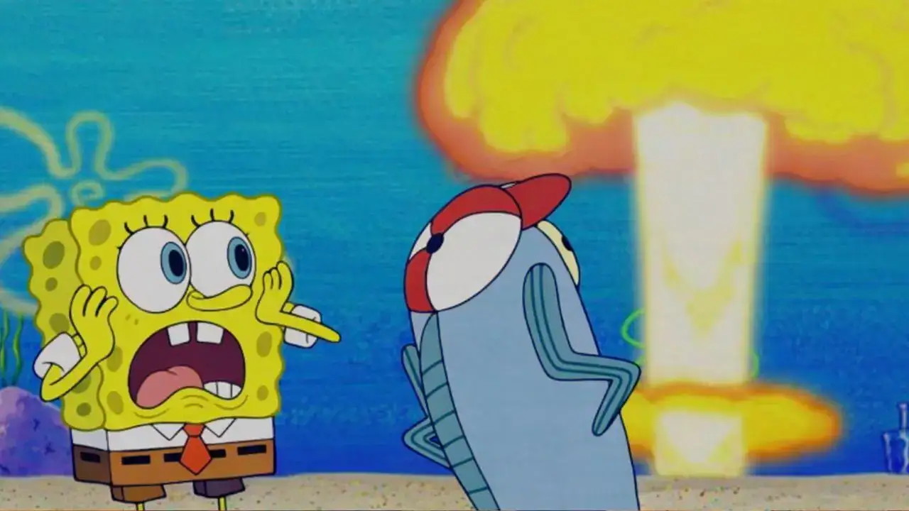 Real photo of Bikini Atoll explosion vs SpongeBob explosion