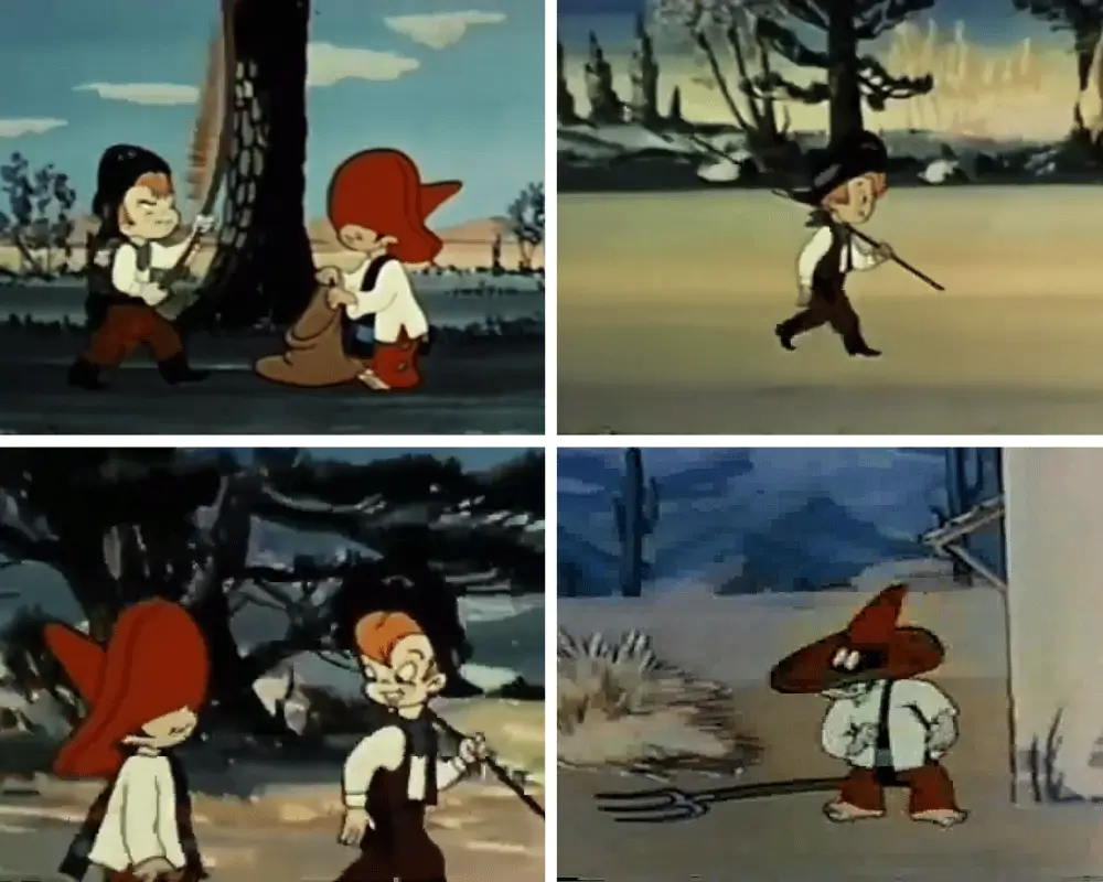 Bucky and Pepito standing in a Western desert setting in the 1959 cartoon