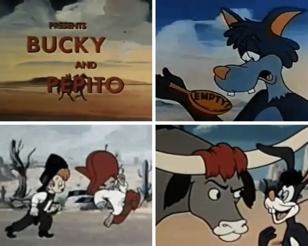 Scenes of Bucky and Pepito from Sam Singer's 1959 cartoon series