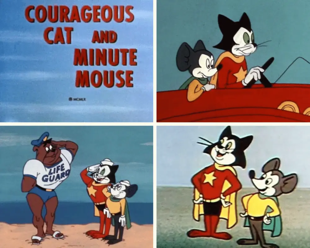 Collage of Courageous Cat and Minute Mouse from the 1960 cartoon series