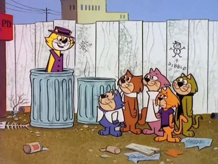 Don Gato with Benito Bodoque, Panza, Cucho, Espanto and Demóstenes