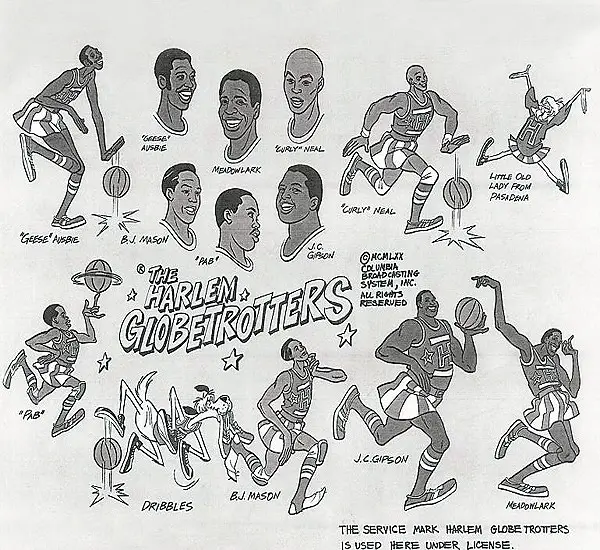 Hanna-Barbera model sheet for the 1970 Harlem Globetrotters cartoon characters