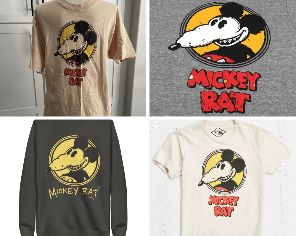 Early Mickey Rat T-shirt design created by cartoonist Robert Armstrong