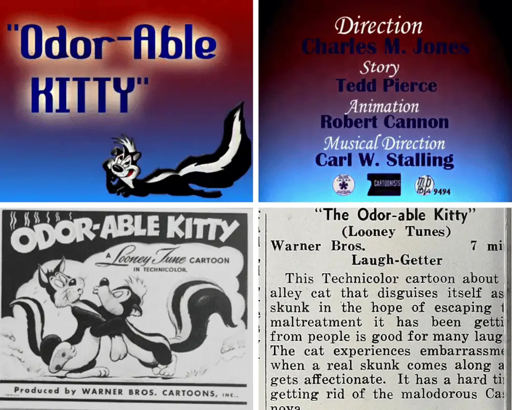 Pepe Le Pew in his 1945 debut short Odor-able Kitty