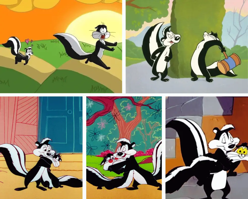 Pepe Le Pew chasing Penelope Pussycat
