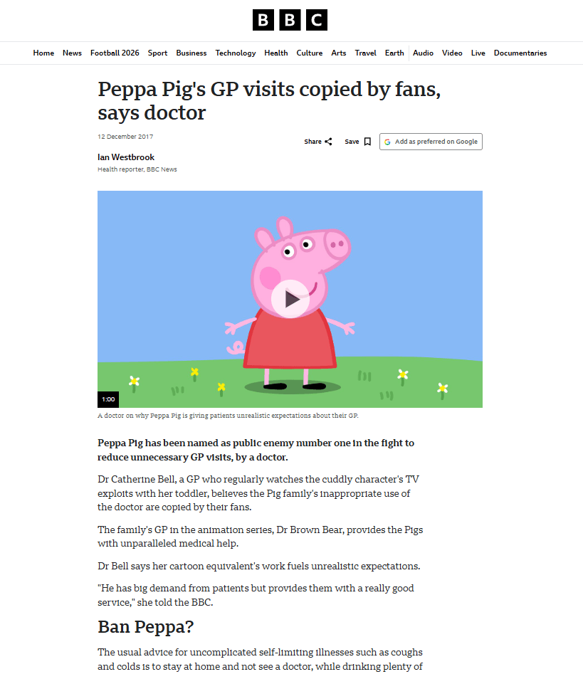 Peppa Pig's GP visits