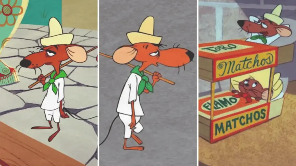 Slowpoke Rodriguez standing beside Speedy Gonzales