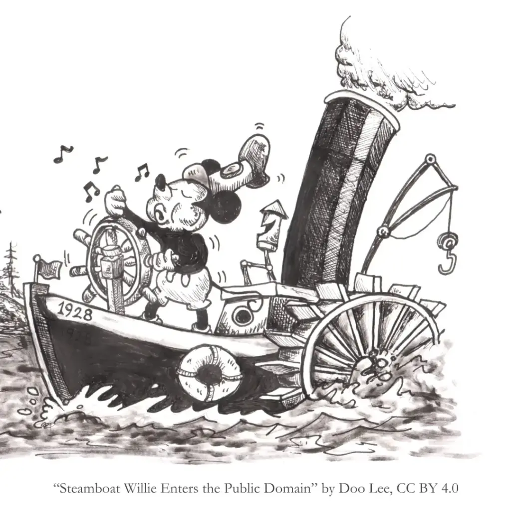 The 1928 Steamboat Willie version of Mickey Mouse that entered the US public domain in 2024