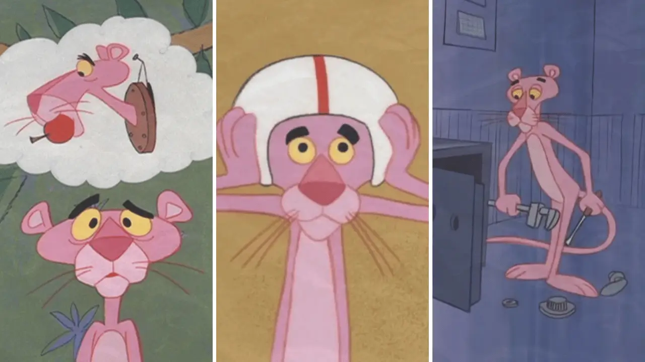 The silent Pink Panther cartoon character