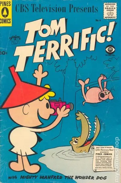 Tom Terrific comic book issue 4 cover published by Pines Comics in 1958