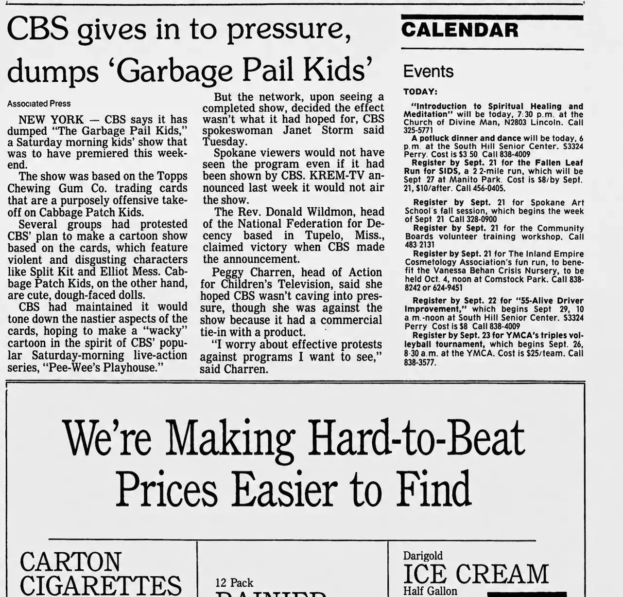 news clipping cbs garbage pail kids pressure