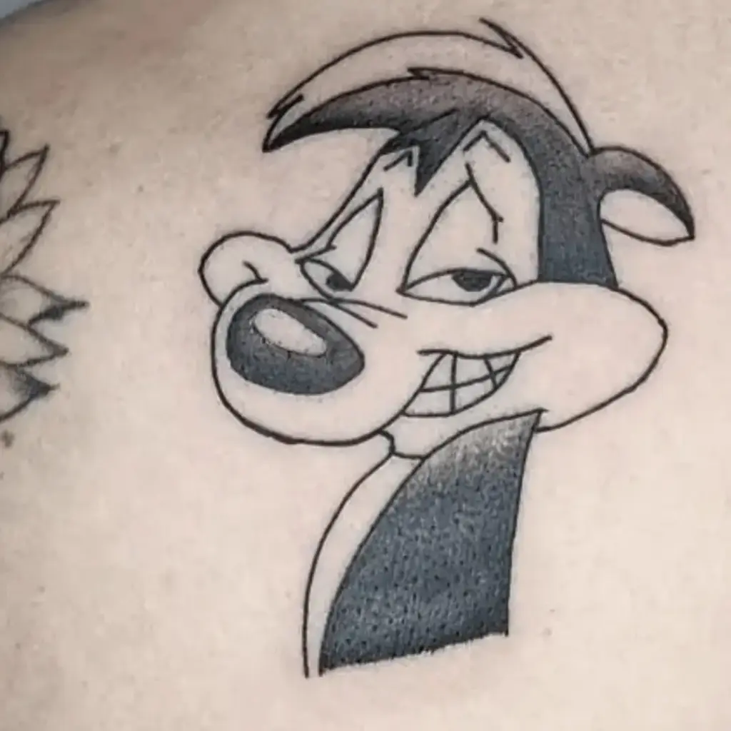 Small minimalist Pepé Le Pew linework tattoo