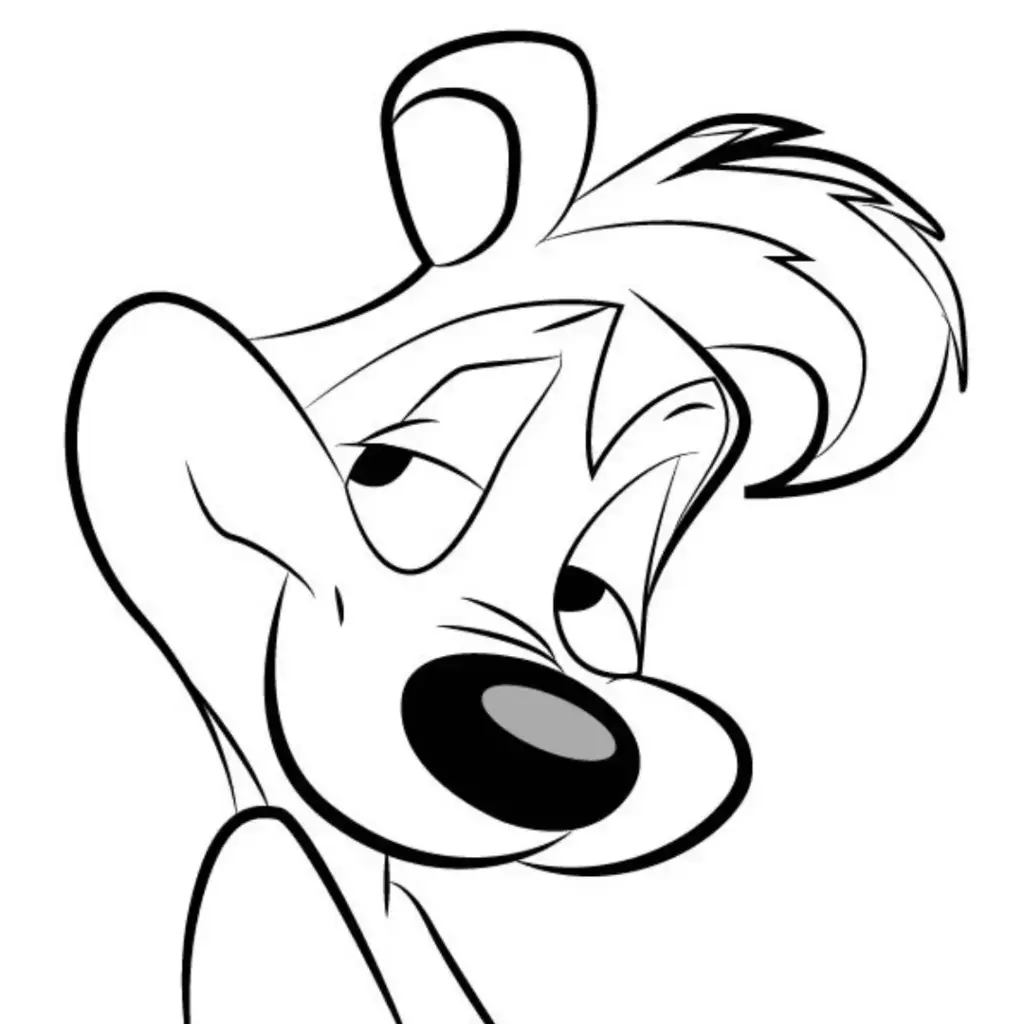 Pepé Le Pew line drawing prepared as a tattoo stencil reference