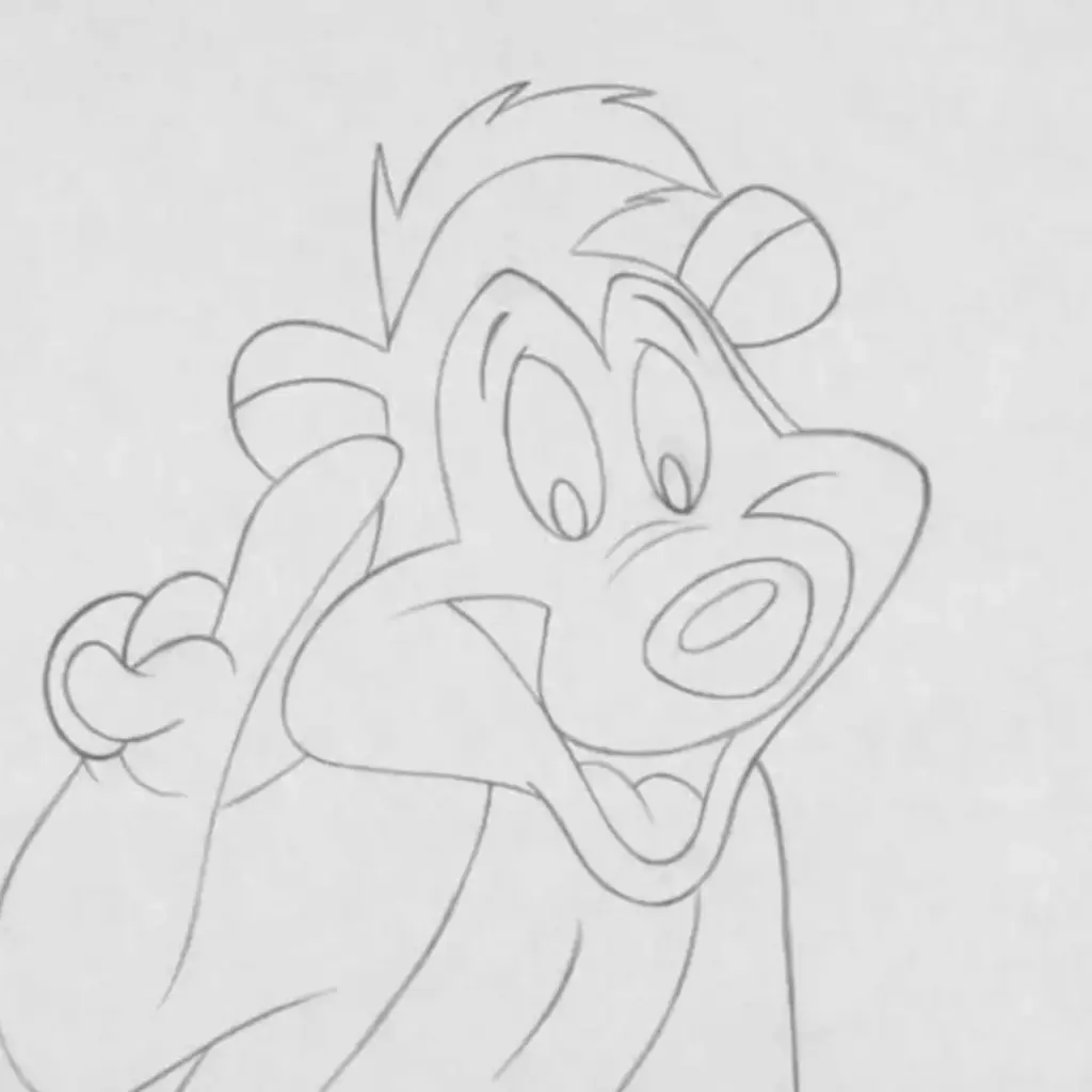 Clean Pepé Le Pew tattoo stencil with cartoon linework