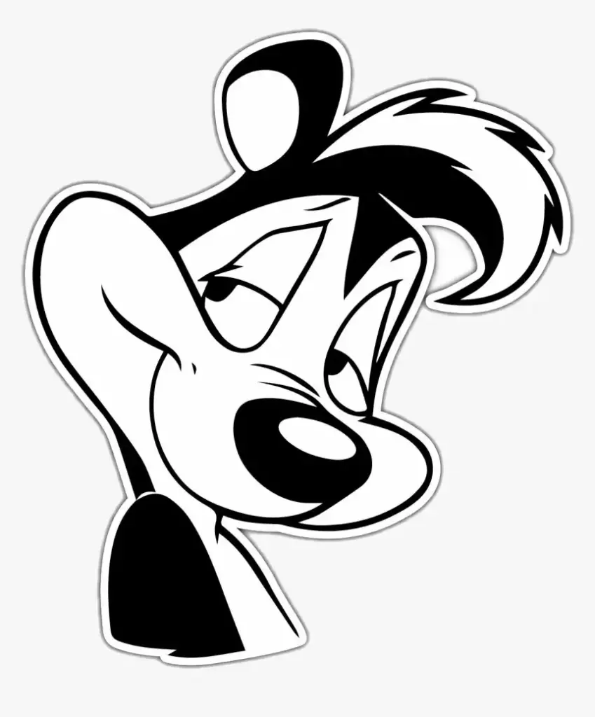 Vertical Pepé Le Pew tattoo stencil idea with a romantic pose