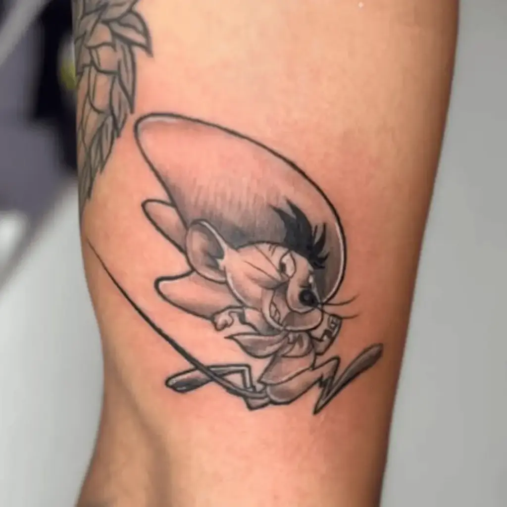 Small full-color Speedy Gonzales character tattoo