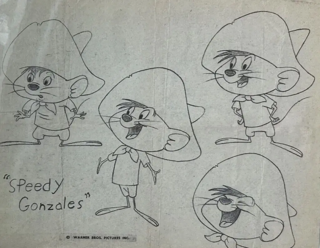 Vintage Speedy Gonzales animation model sheet