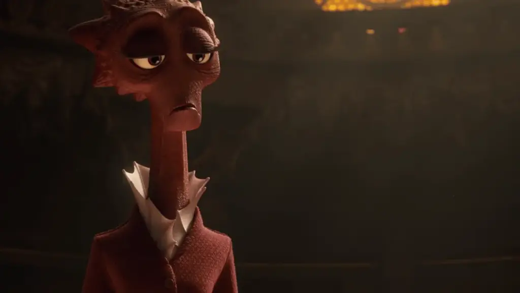 Dean Hardscrabble delivers the moral of Monsters University to Mike Wazowski