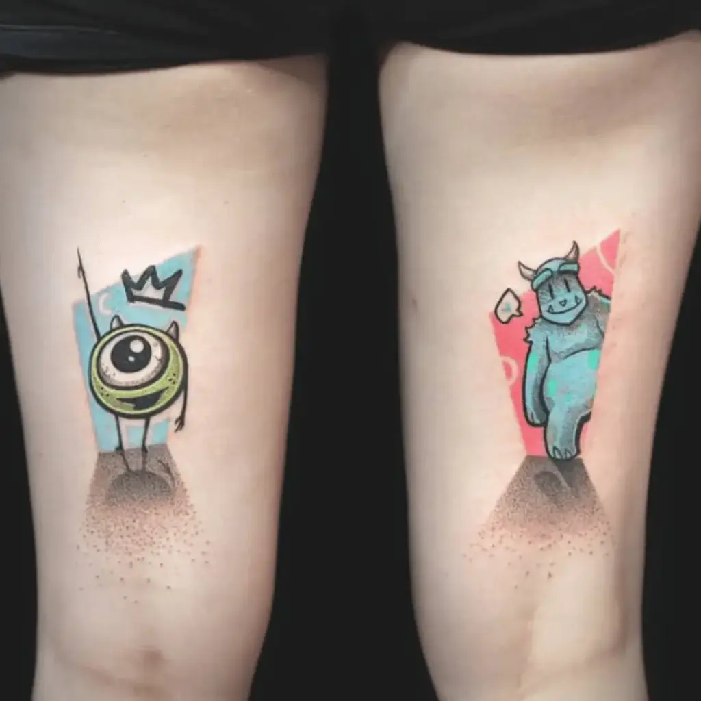 Mike Wazowski and Sulley matching best-friend tattoo idea