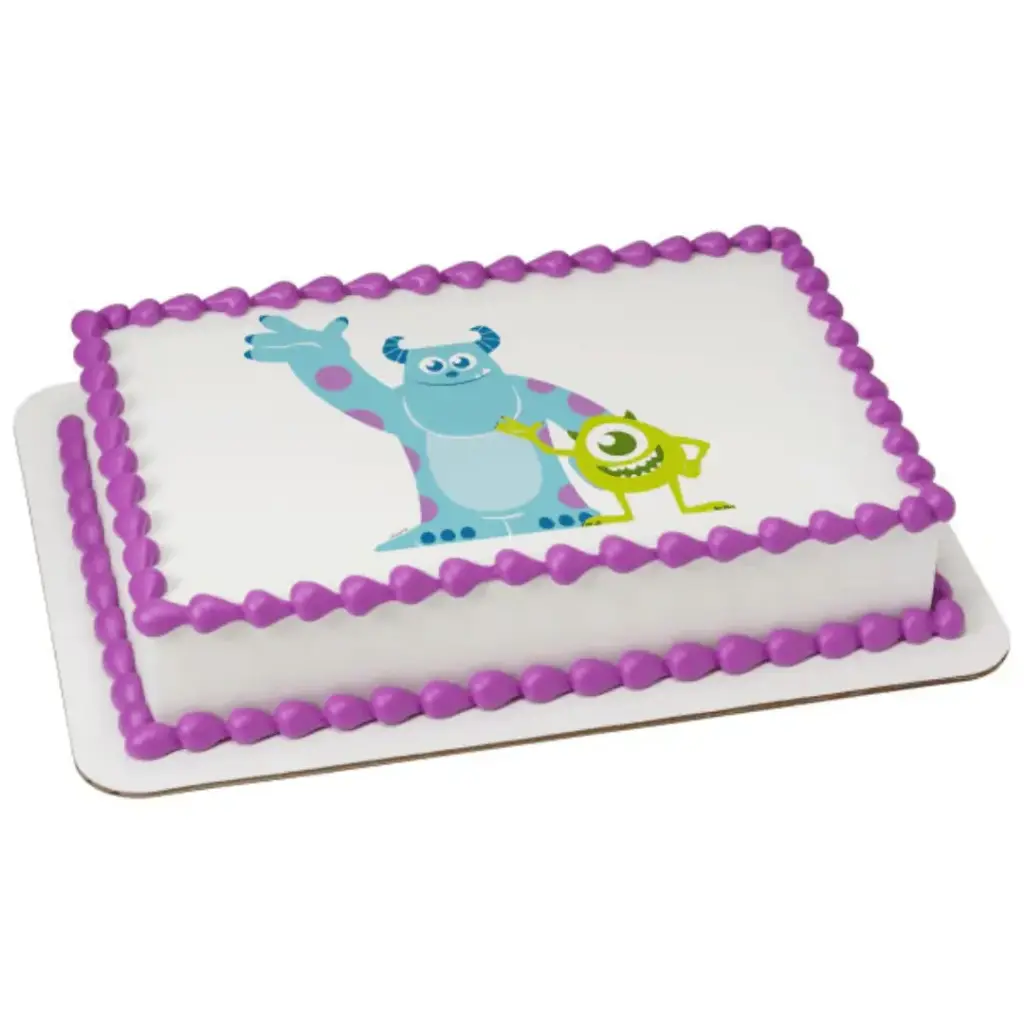 Colorful Monsters Inc photo cake decorated for a child's birthday