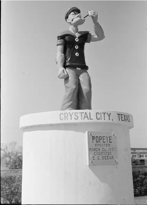 Popeye statue erected in Crystal City Texas to recognize his association with spinach