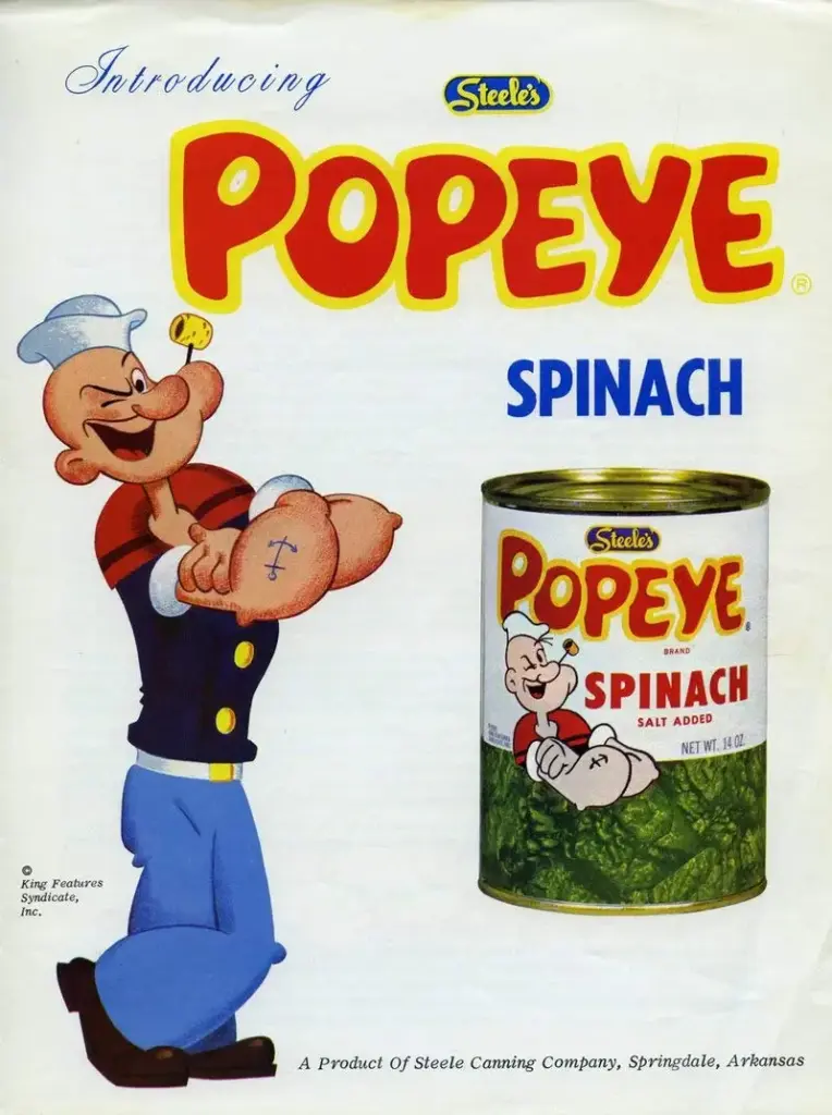 spinach ad with popeye
