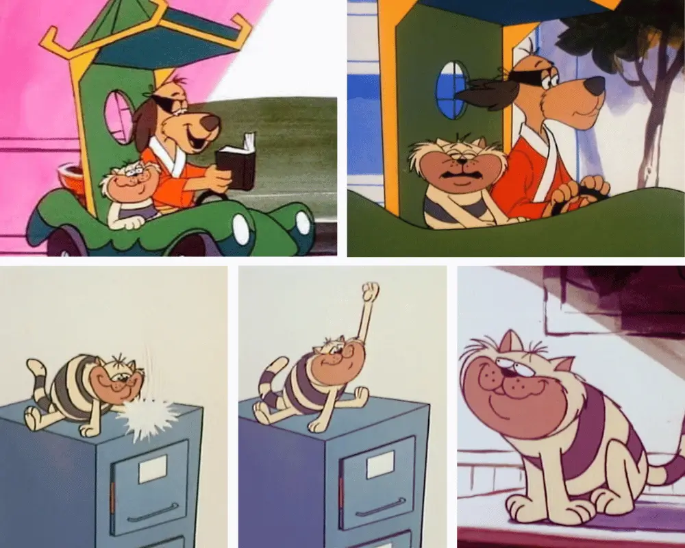 Spot the cat from Hong Kong Phooey solving the case behind Penry's back