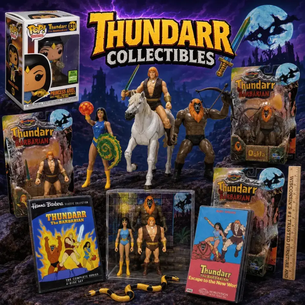 Vintage and modern Thundarr the Barbarian collectibles