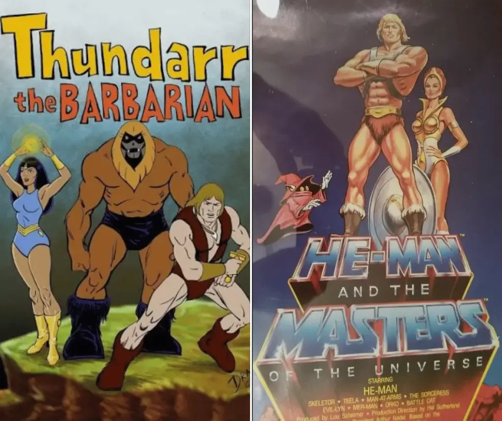 Thundarr the Barbarian and He-Man comparison showing the two fantasy cartoon heroes